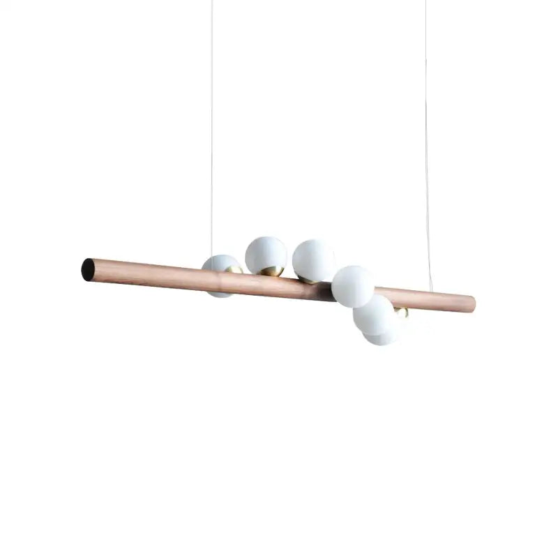 Copper Glass Pendant Light with Wood Accents