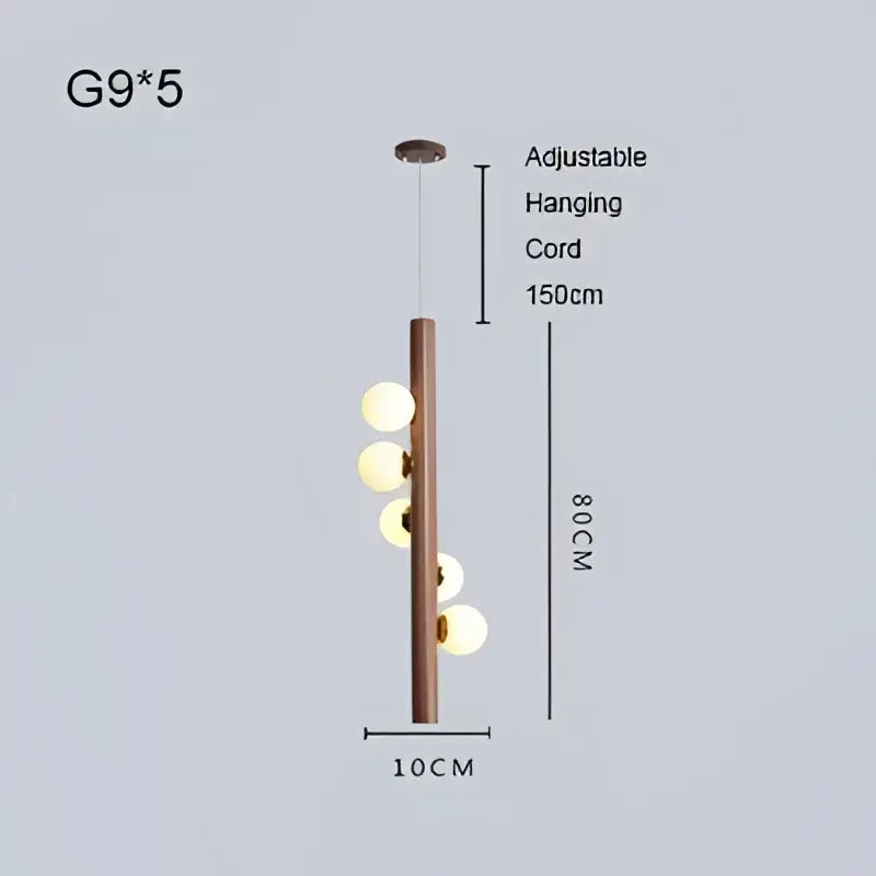 Copper Glass Pendant Light with Wood Accents