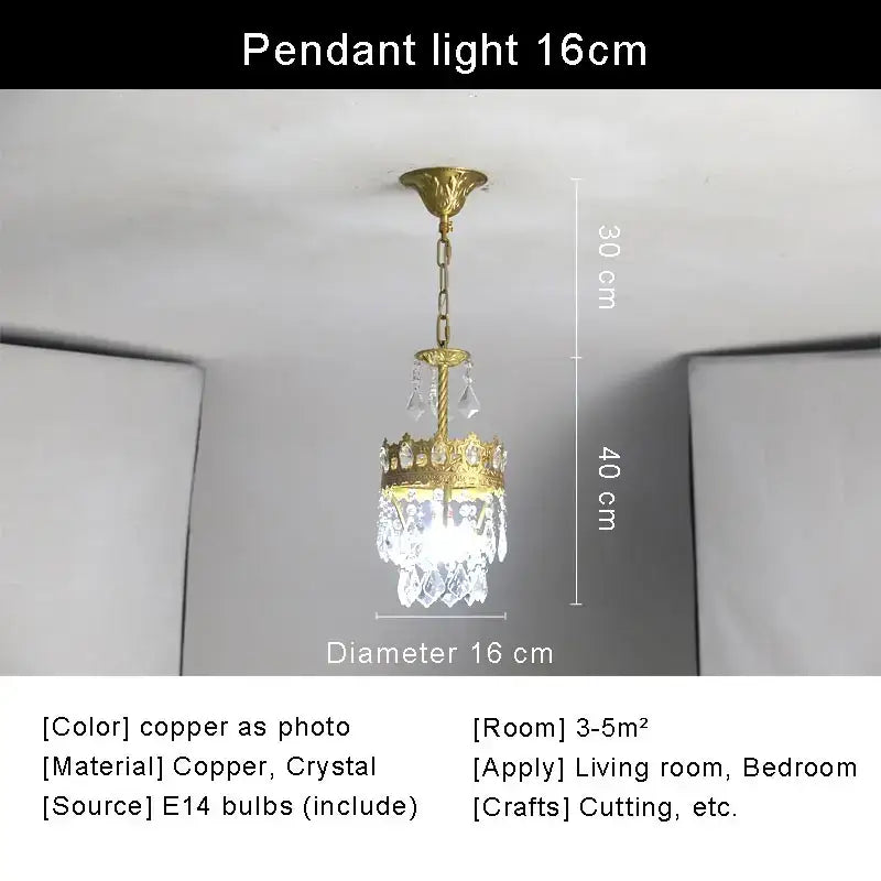 Copper Crystal Chandelier Light