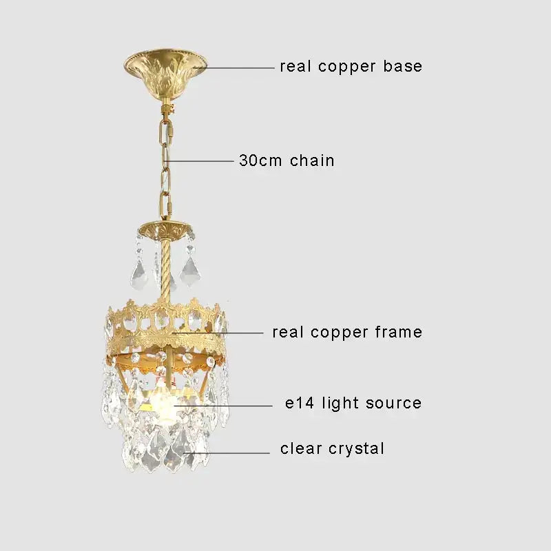 Copper Crystal Chandelier Light