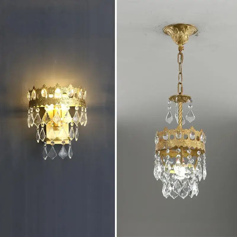Copper Crystal Chandelier Light