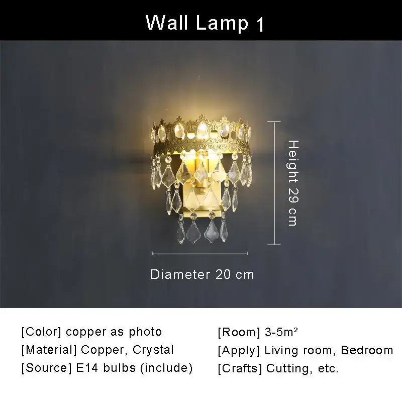 Copper Crystal Chandelier Light