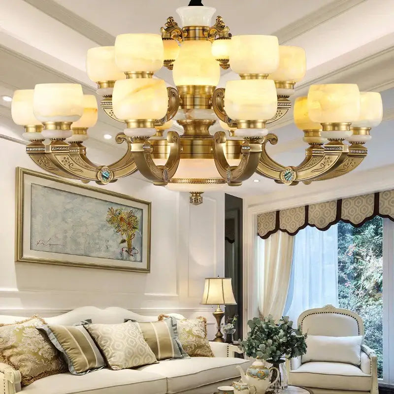 Jade Copper Frosted Chandelier