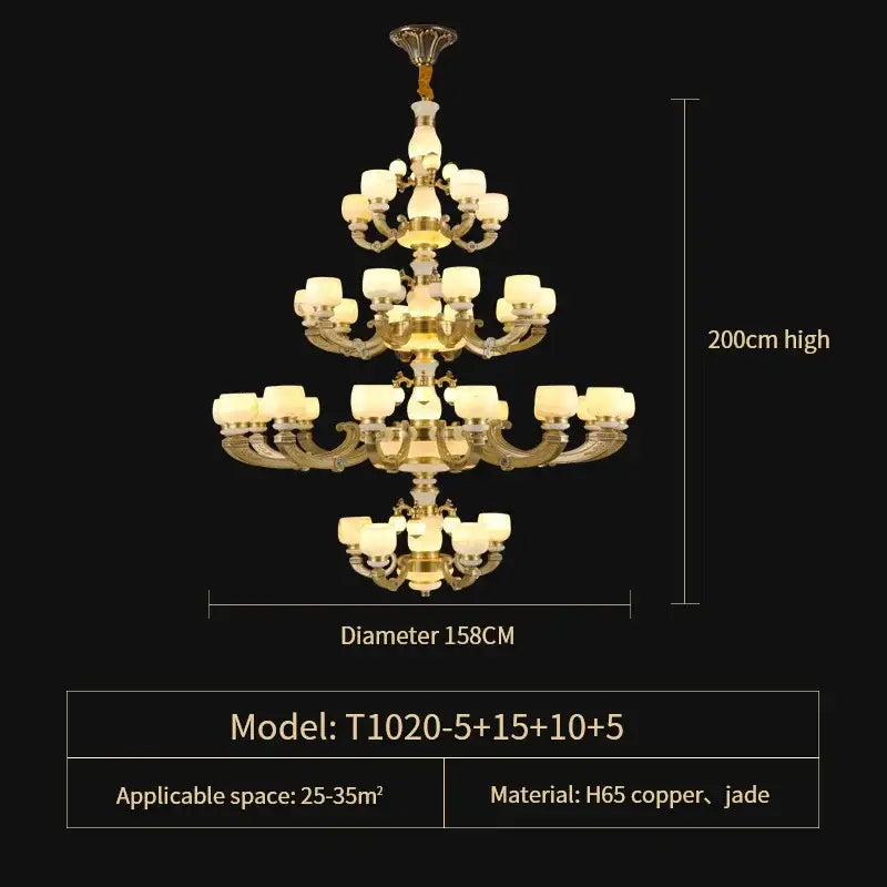 Jade Copper Frosted Chandelier
