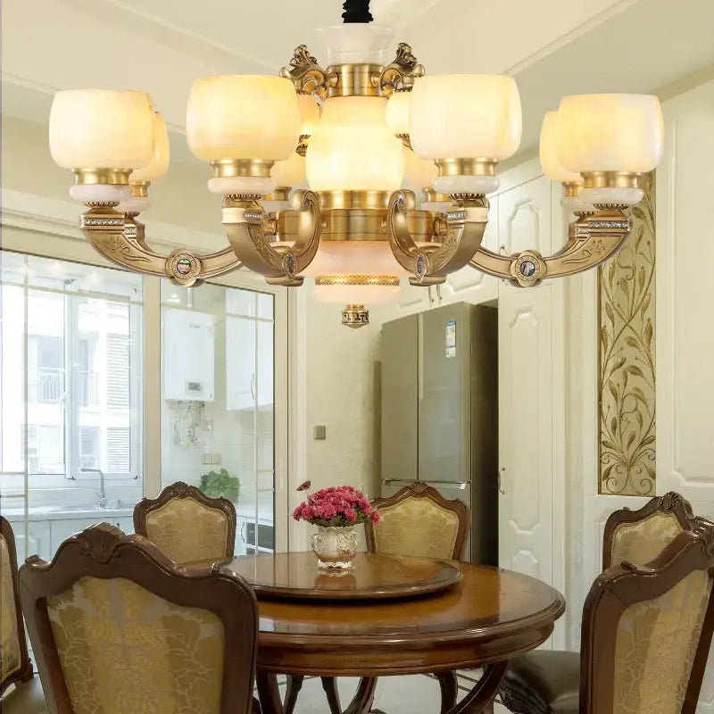 Jade Copper Frosted Chandelier