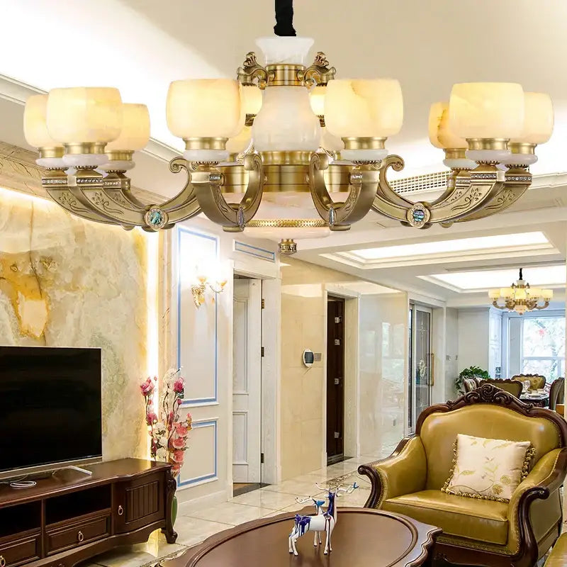 Jade Copper Frosted Chandelier