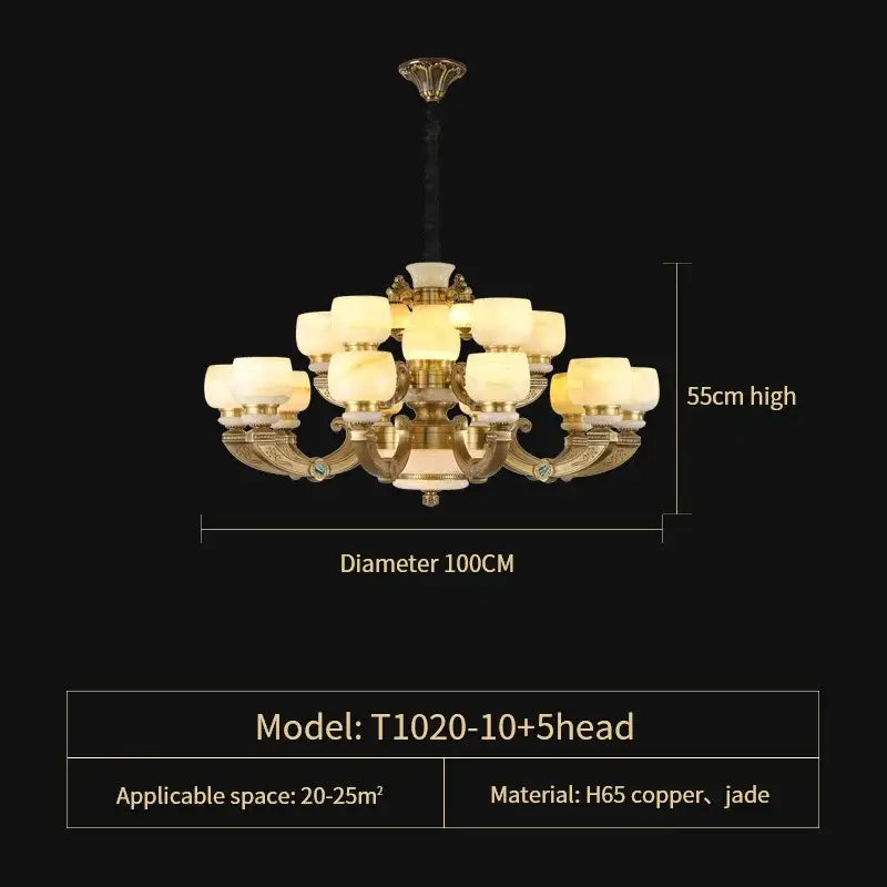 Jade Copper Frosted Chandelier