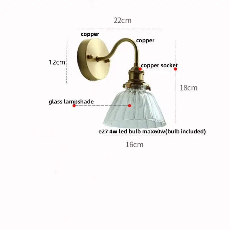 Copper Glass Pull-Chain Wall Sconce