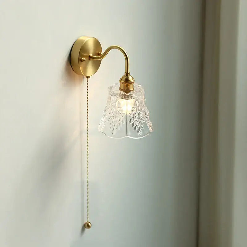 Copper Glass Pull-Chain Wall Sconce