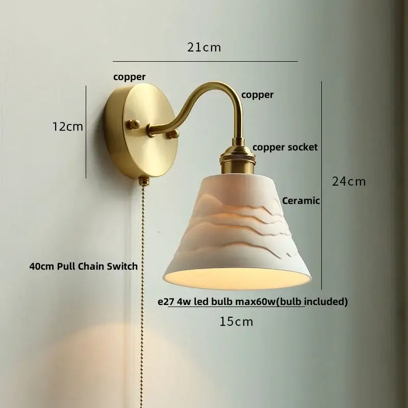 Copper Glass Pull-Chain Wall Sconce