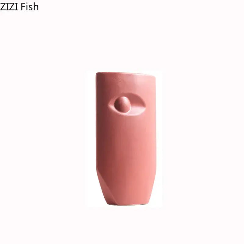 Coral Ceramic Face Vase