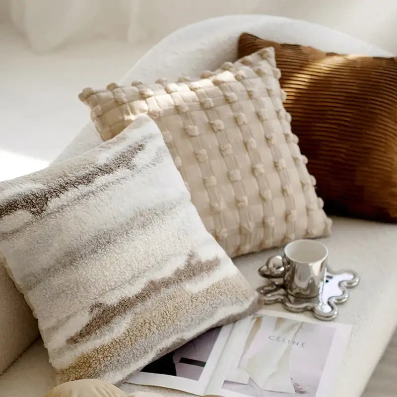 Cream Textured Cushion Cover