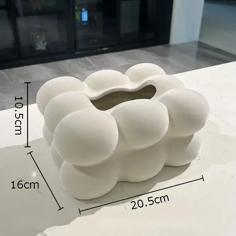 Cream Bubble Tissue Box
