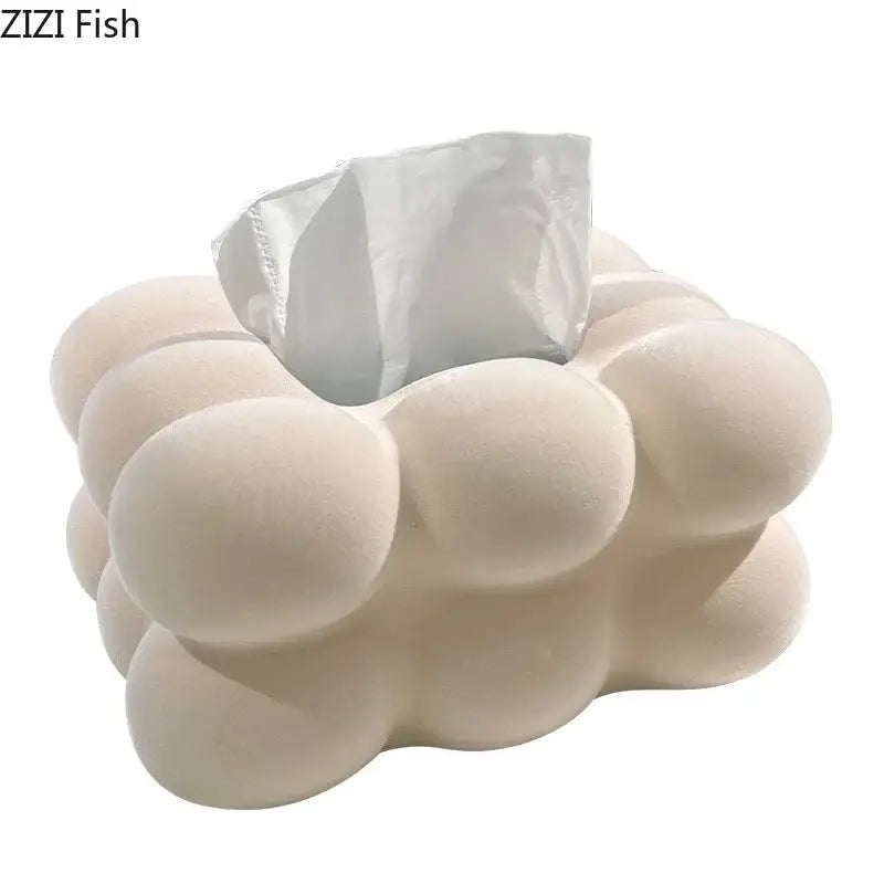 Cream Bubble Tissue Box