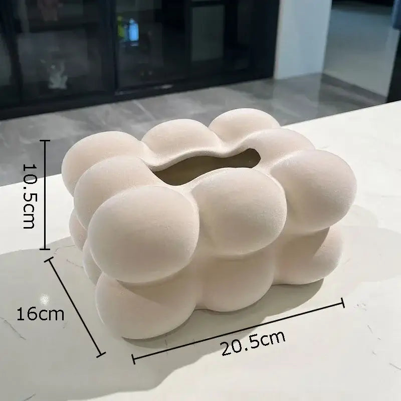 Cream Bubble Tissue Box