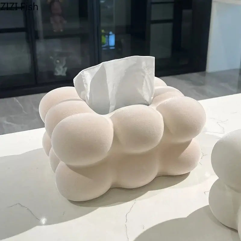 Cream Bubble Tissue Box