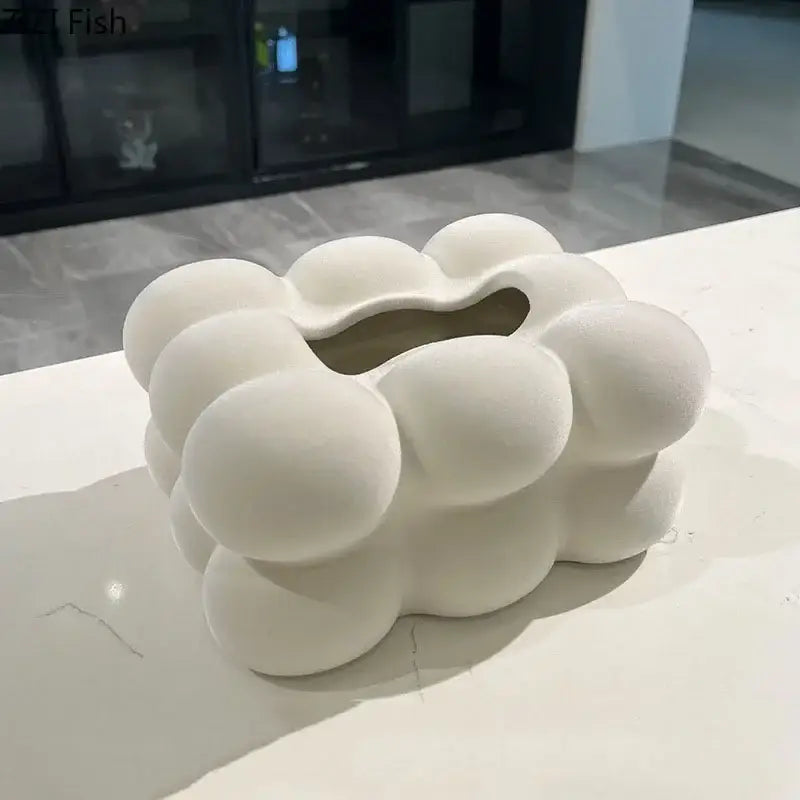 Cream Bubble Tissue Box
