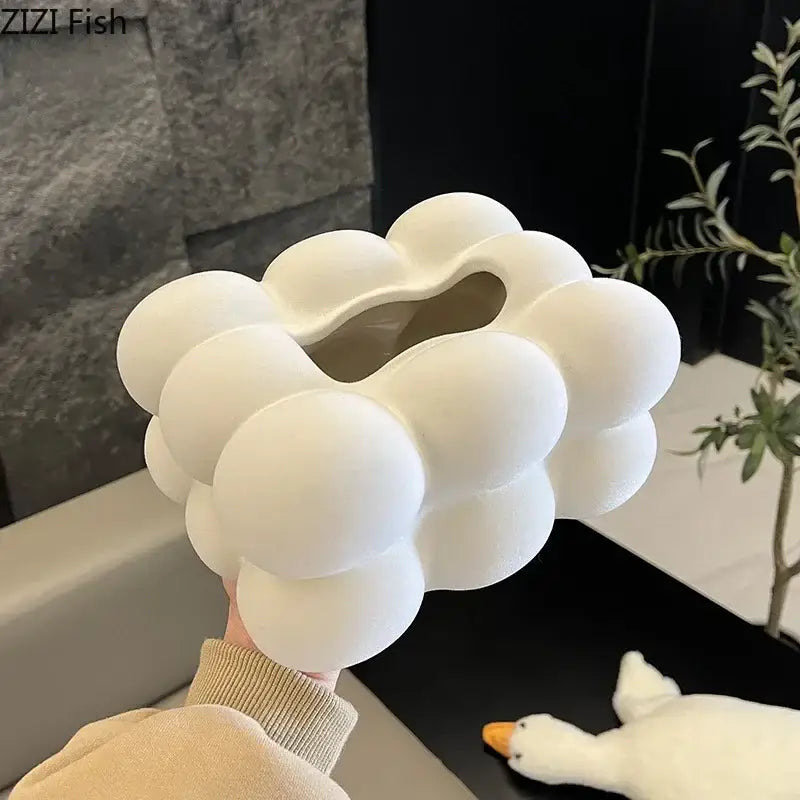 Cream Bubble Tissue Box