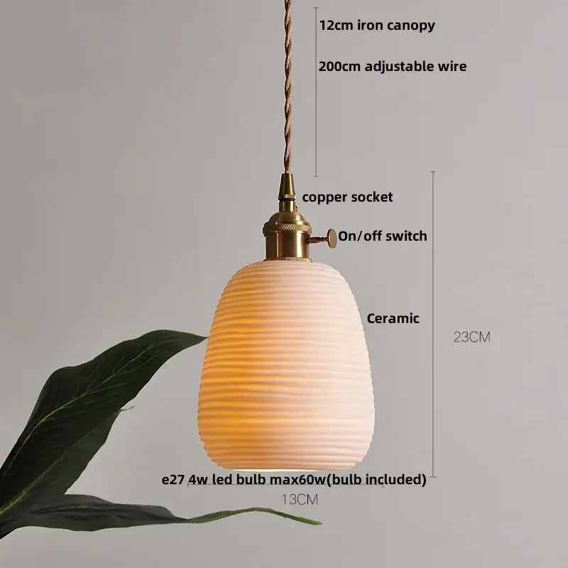 Cream Ceramic LED Pendant