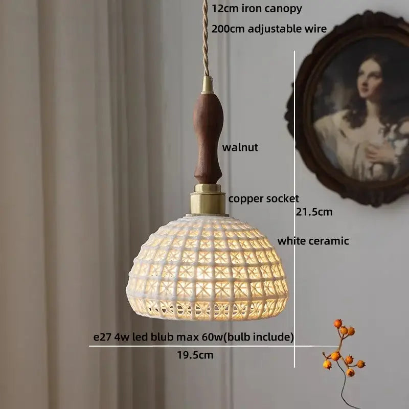 Cream Ceramic LED Pendant