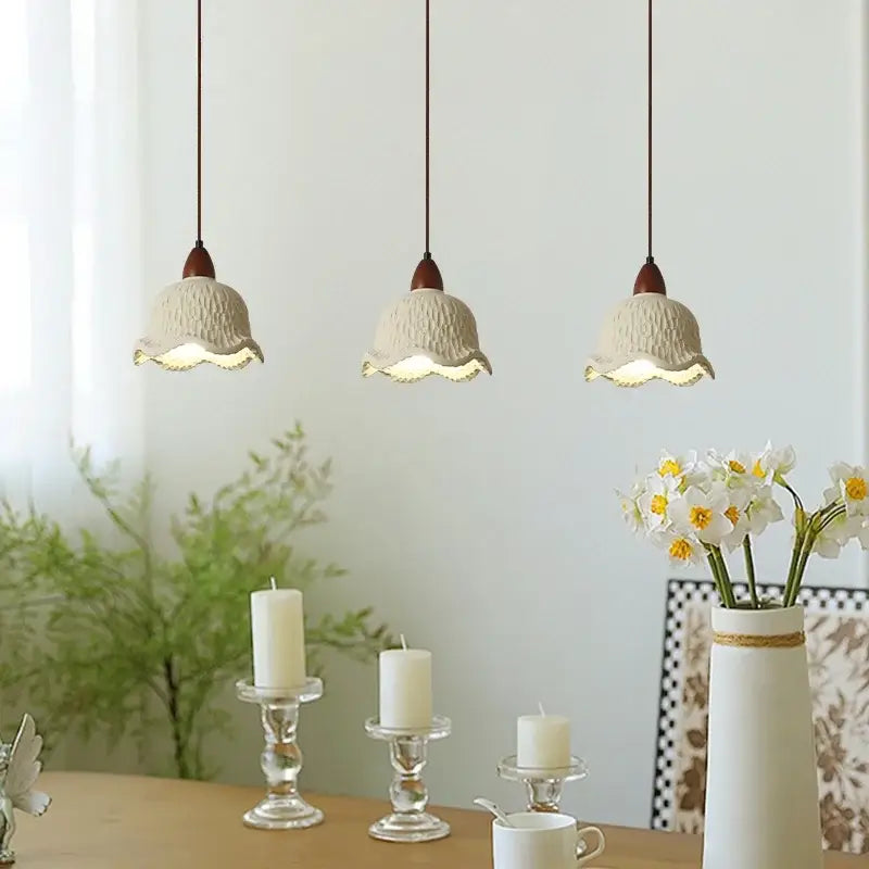 Cream Textured Glass Pendant