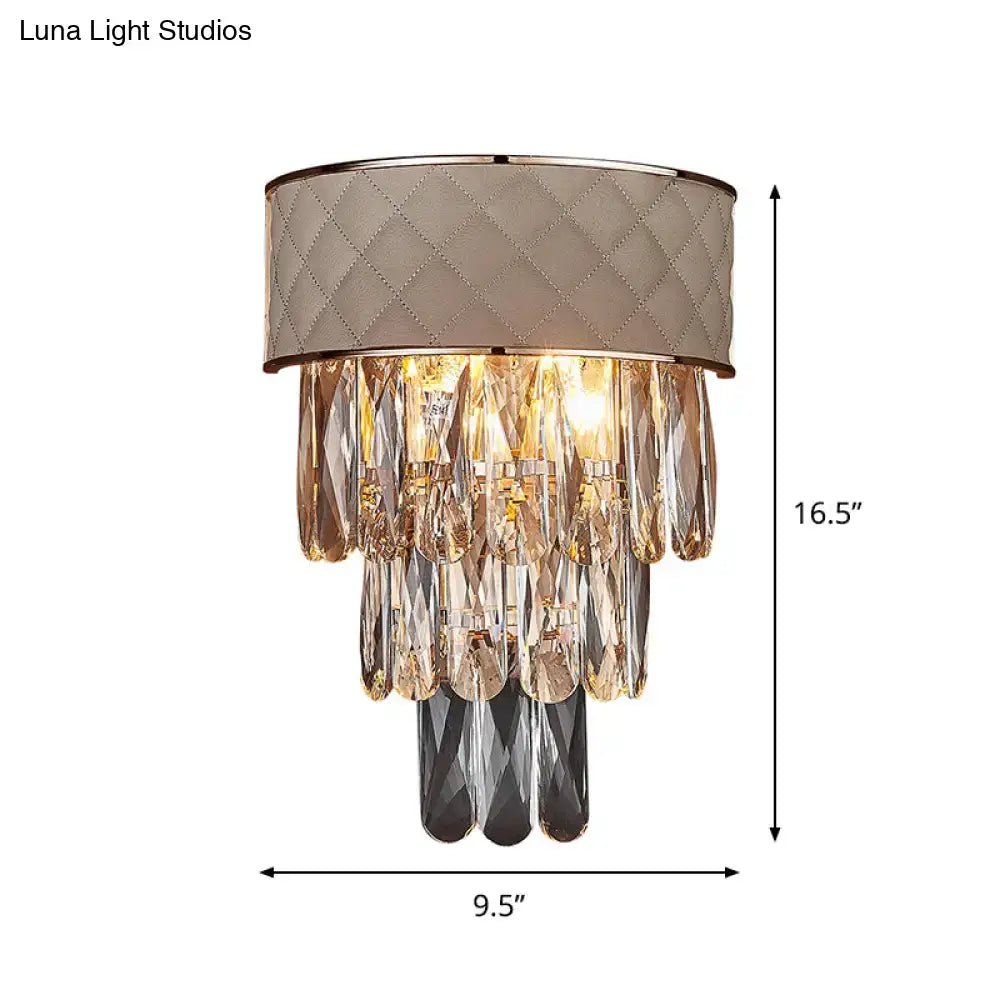 Cream Crystal Prism Cast Iron Lamp