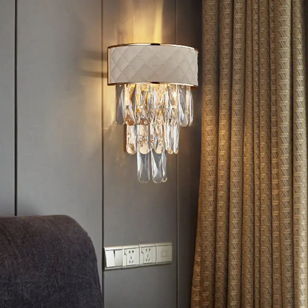 Cream Crystal Prism Cast Iron Lamp