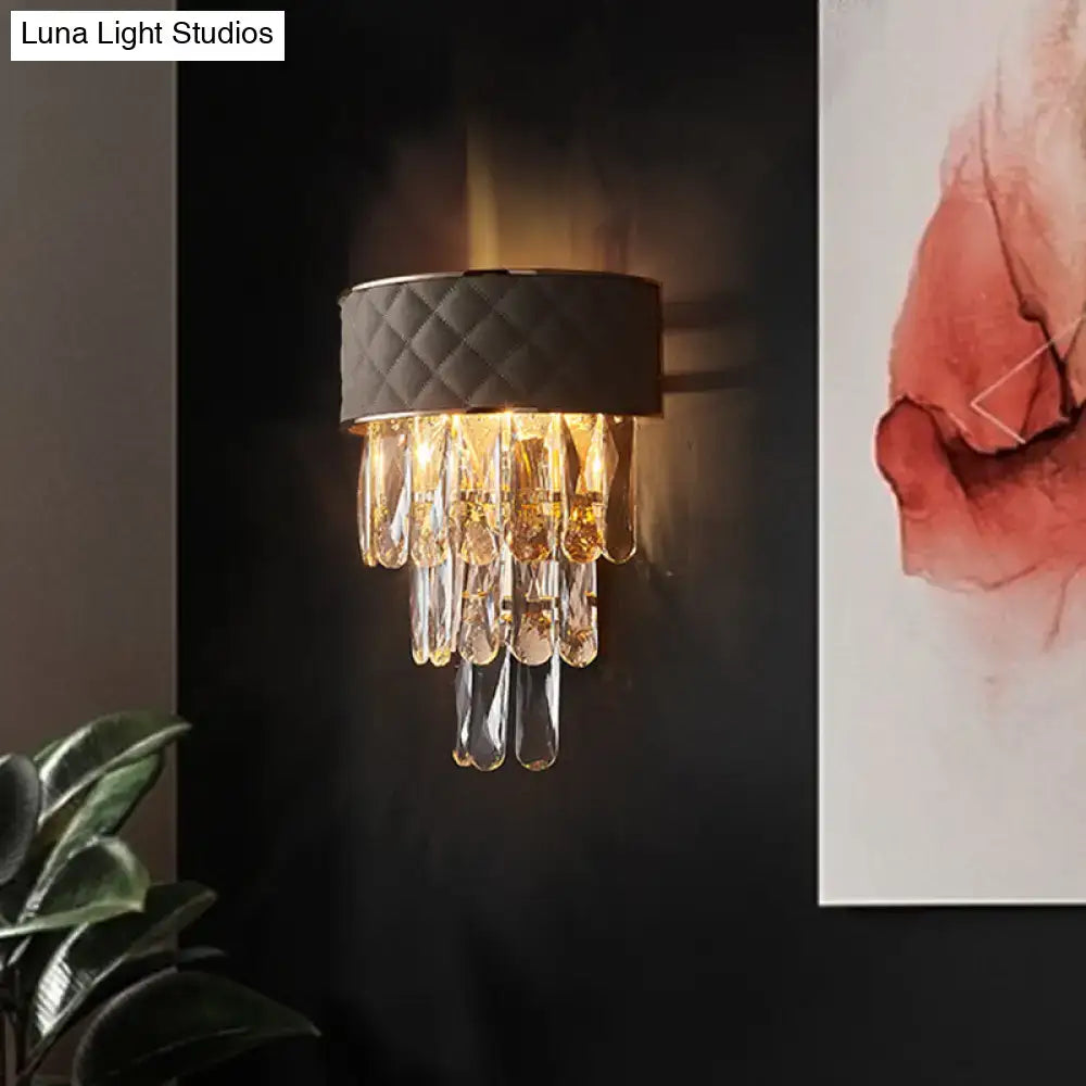 Cream Crystal Prism Cast Iron Lamp