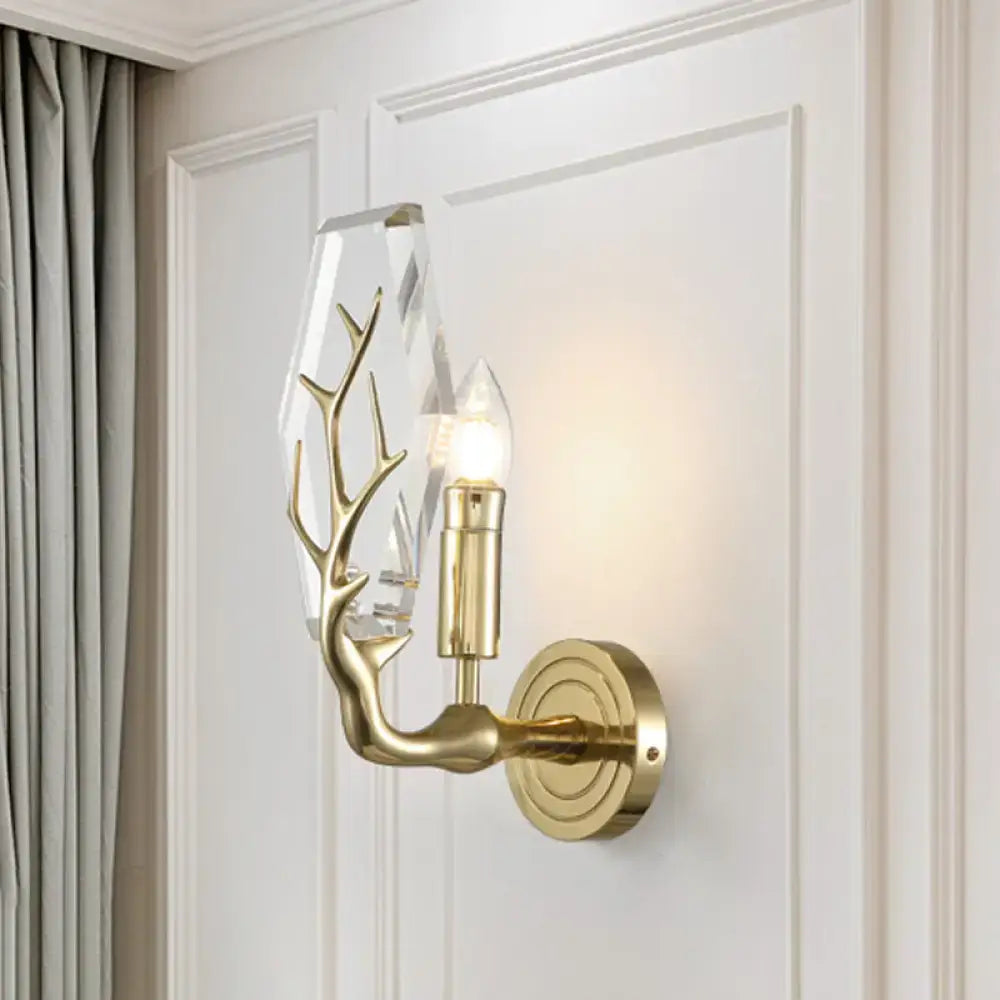Gold Crystal Hexagonal Wall Sconce