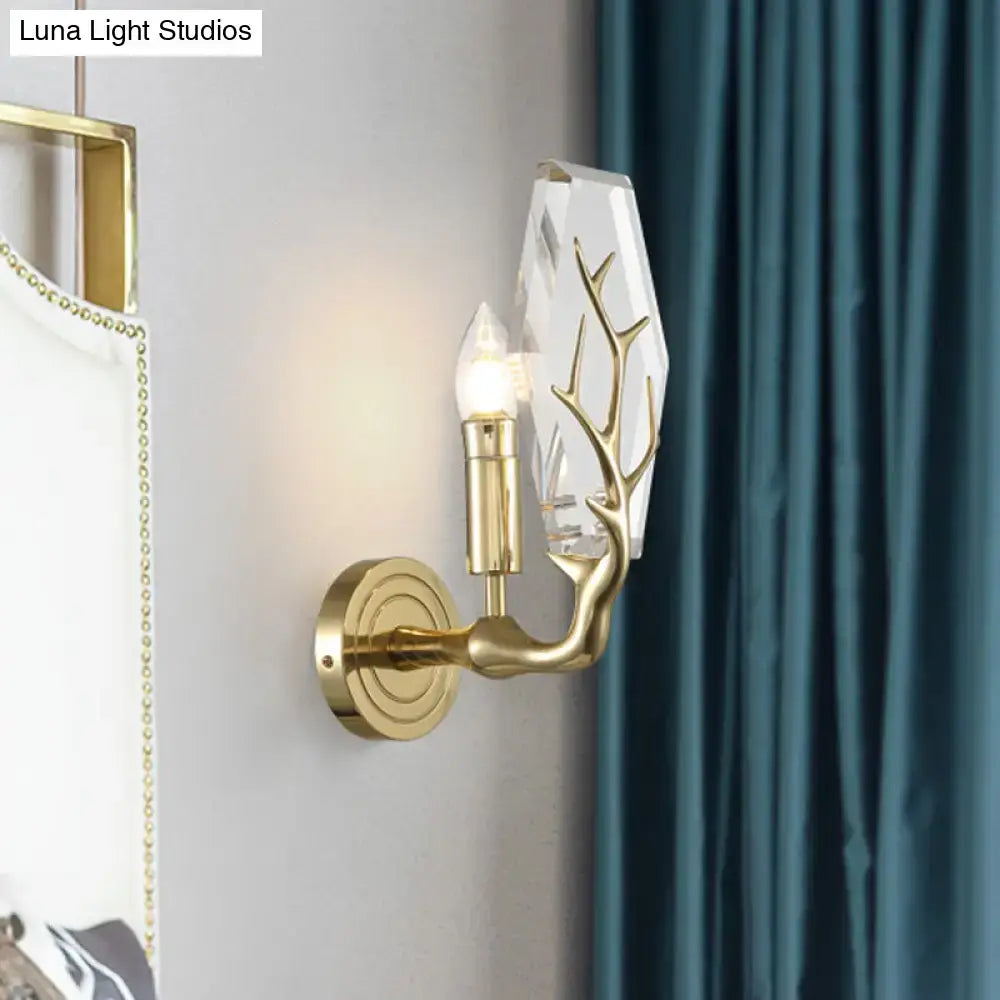Gold Crystal Hexagonal Wall Sconce