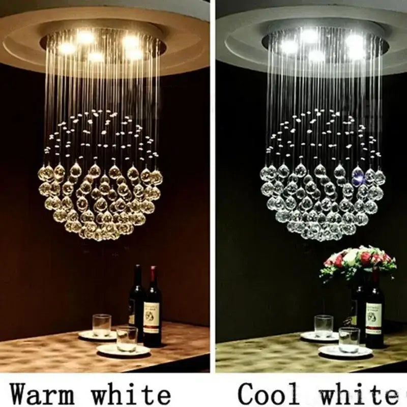 Gold Crystal Ceiling Chandelier with Adjustable Height