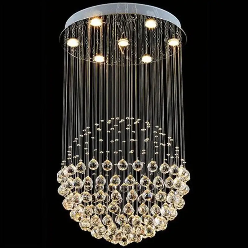 Gold Crystal Ceiling Chandelier with Adjustable Height