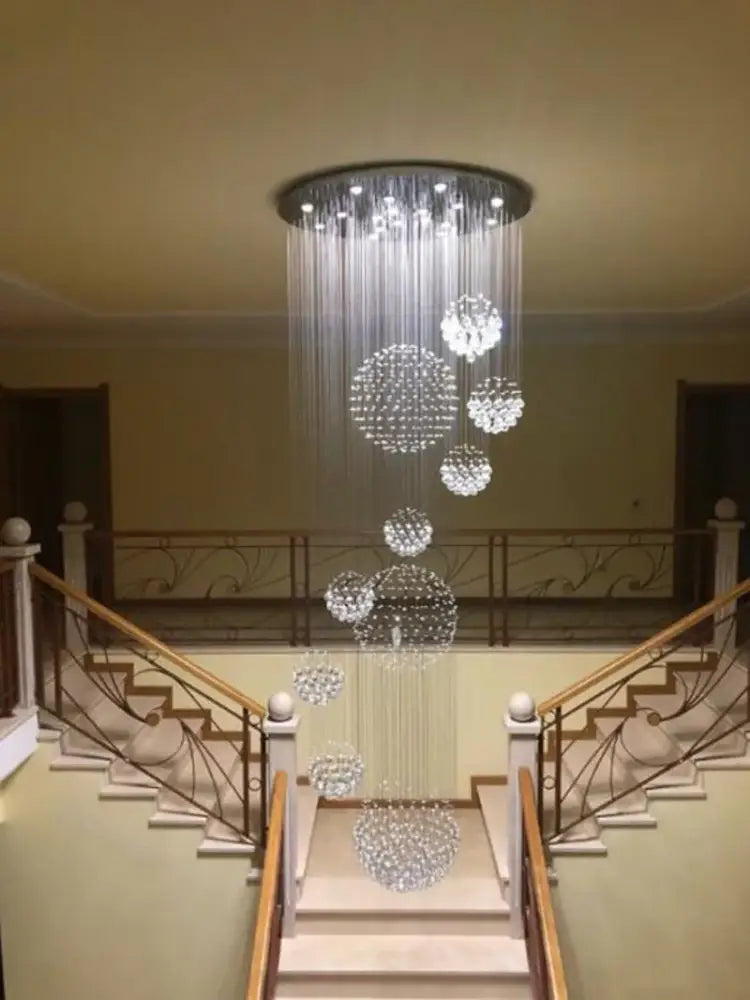 Gold Crystal Pendant Chandelier Space-Saving Design