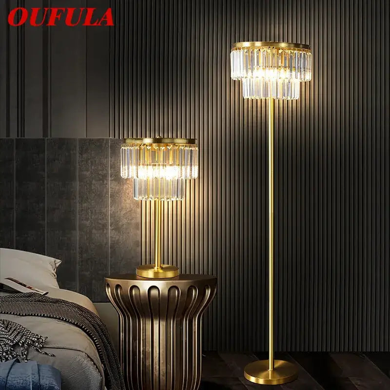 Crystal Brass Floor Lamp with Nordic Design