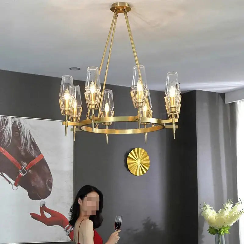 Crystal Brass Glass Pendant