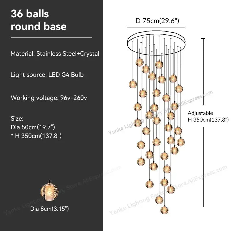 Crystal Bubble Pendant Light for Hospitality Settings