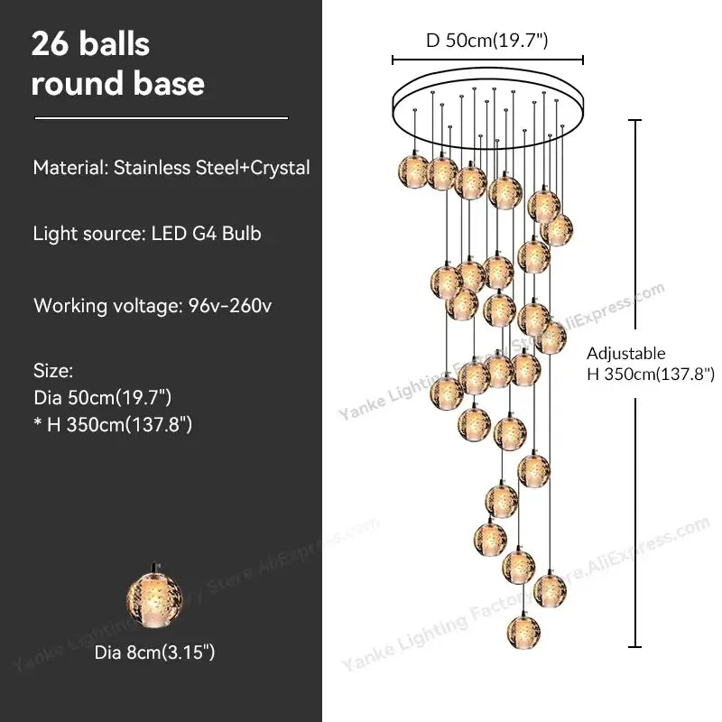 Crystal Bubble Pendant Light for Hospitality Settings