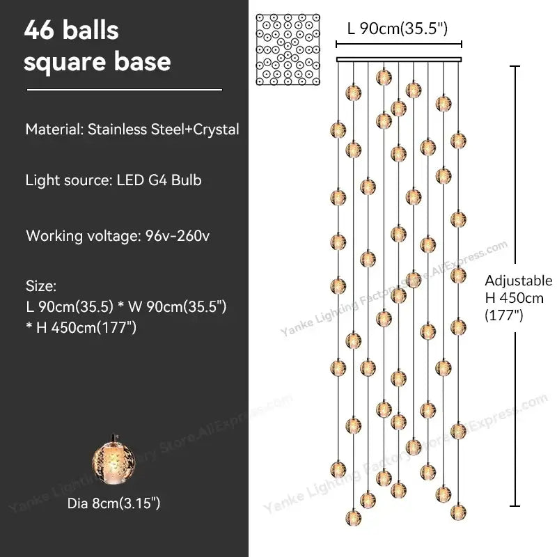 Crystal Bubble Pendant Light for Hospitality Settings