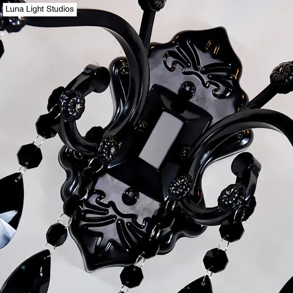Black Crystal Wall Sconce Cast Iron Shade Option