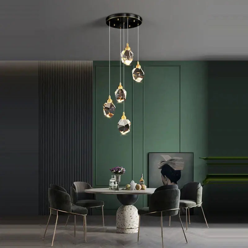 Copper Crystal LED Chandelier