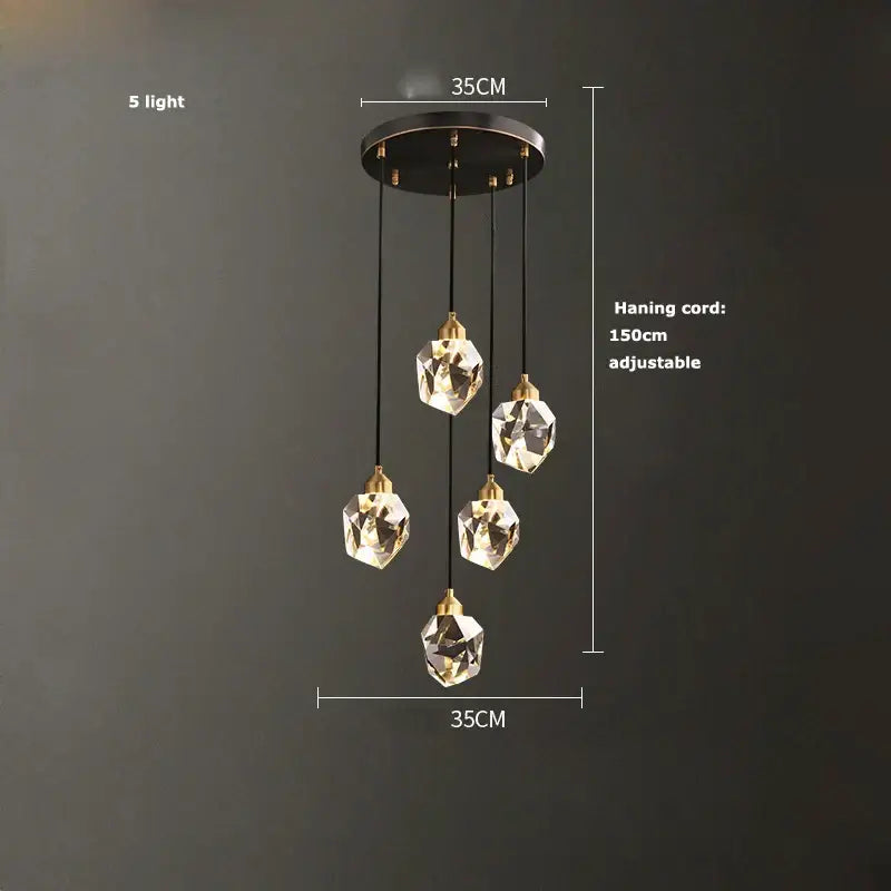 Copper Crystal LED Chandelier