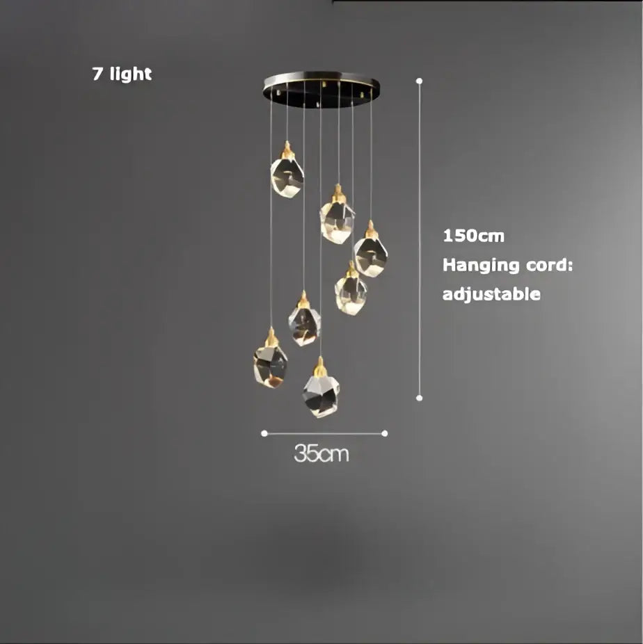 Copper Crystal LED Chandelier
