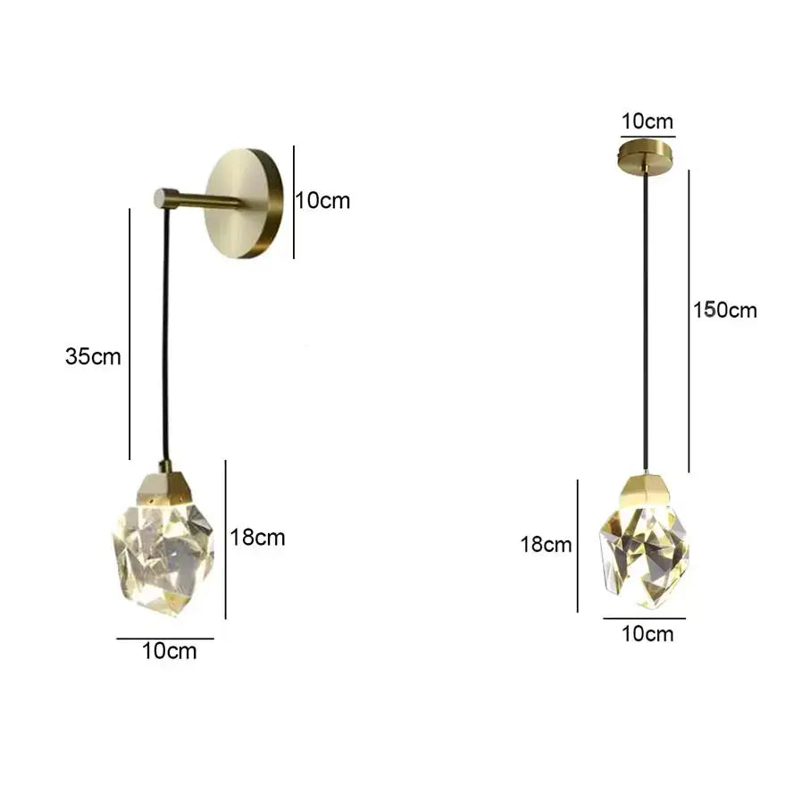 Copper Crystal Bedroom Wall Lamp