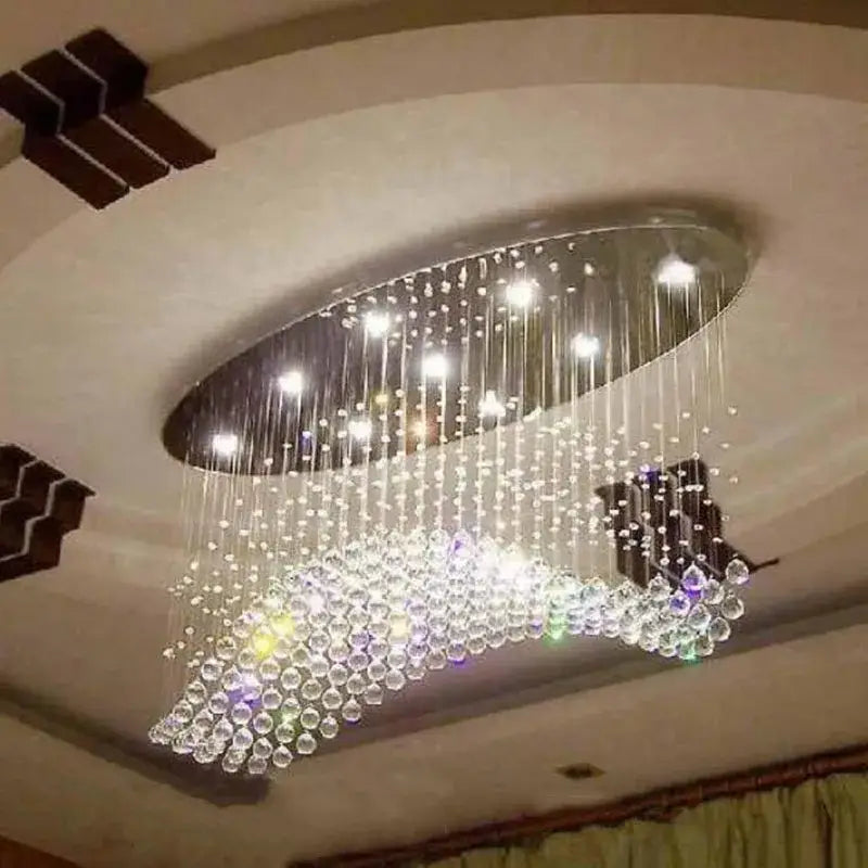 Crystal Oval Flush Mount Chandelier