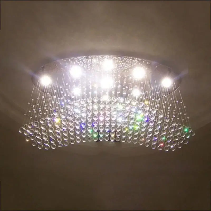 Crystal Oval Flush Mount Chandelier