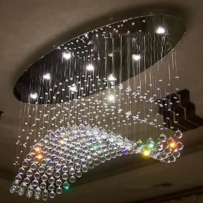 Crystal Oval Flush Mount Chandelier
