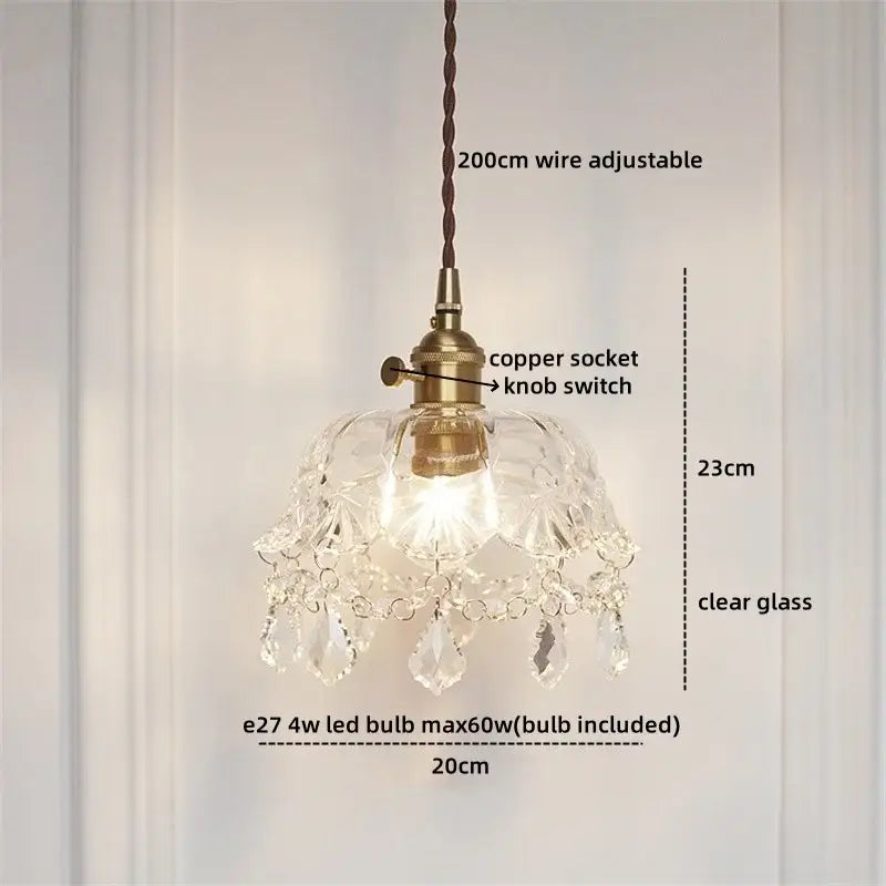 Brass Crystal Pendant Lamp