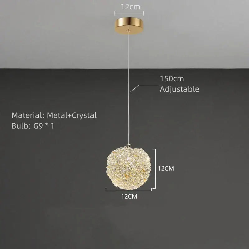 Gold Crystal Globe Ceiling Light