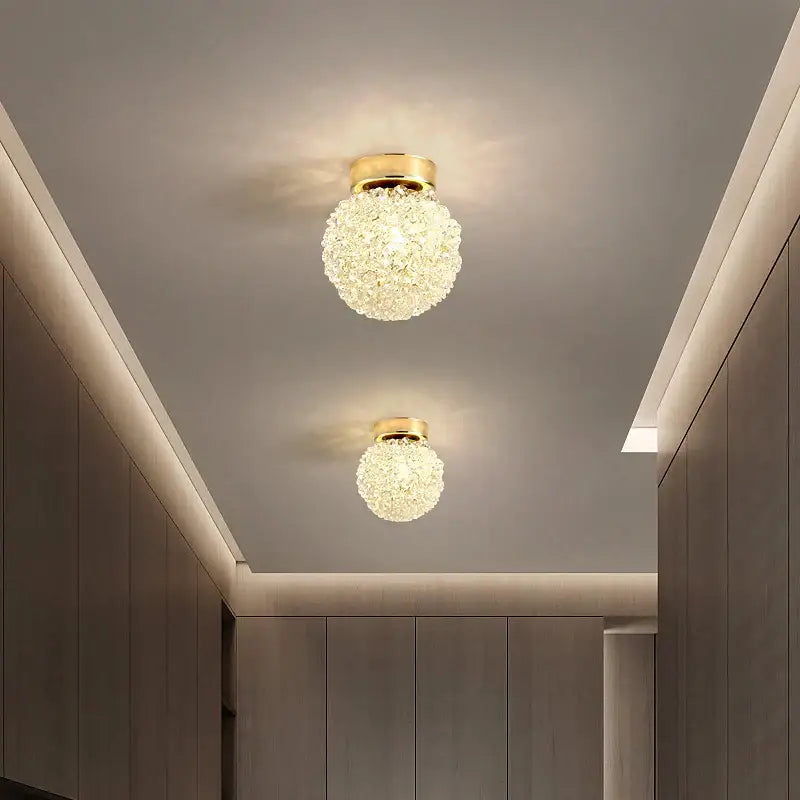 Gold Crystal Globe Ceiling Light