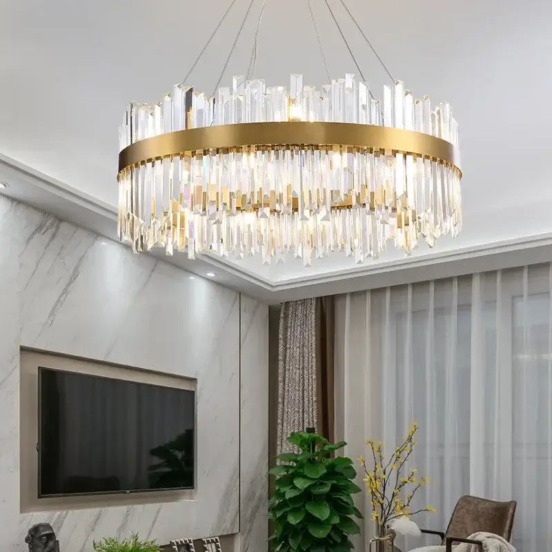 Gold Crystal Dimmable Dining Room Ceiling Pendant